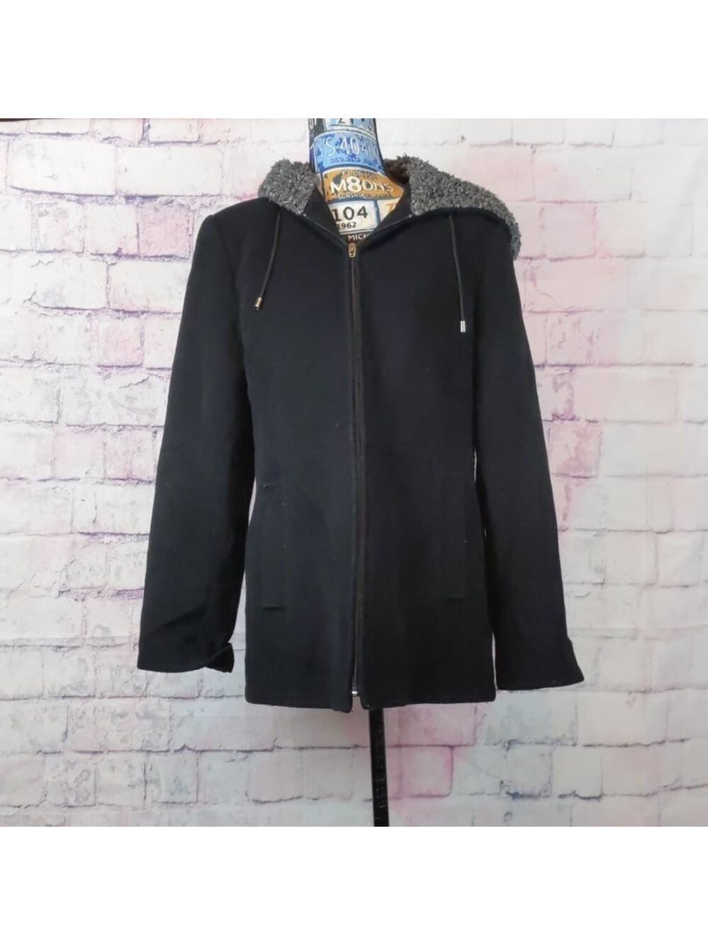 FLEET street wool black coat size medium